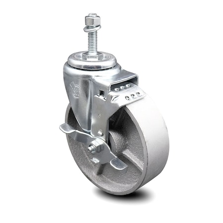 Service Caster Semi Steel Swivel TS Caster w/Roller Bearing - 5" Wheel & 10MM Stem w/Brake SCC-TS20S515-SSR-TLB-M1015